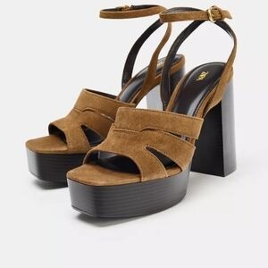 Zara Women's Tan Platform Heels